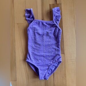 Wonder Nation Purple Eyelet Swimsuit Kids Size XS 4-5